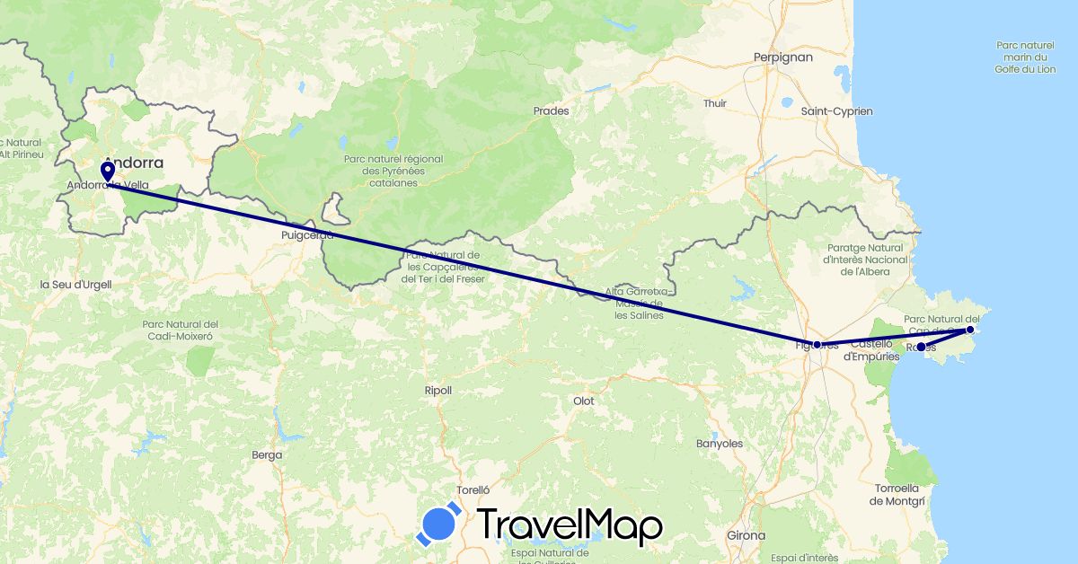 TravelMap itinerary: driving in Andorra, Spain (Europe)